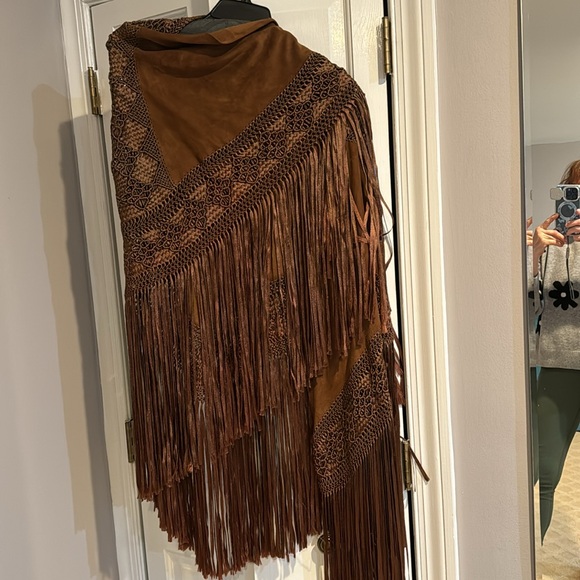 Gorgeous suede and silk shawl! - Picture 1 of 5